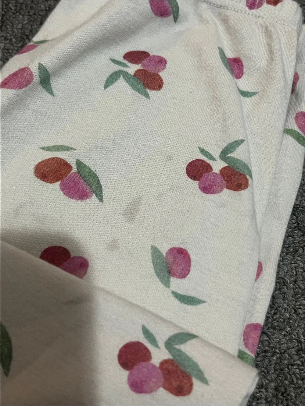 Petit Bateau Cream Pajama Set Cherry Print Girls Size 12